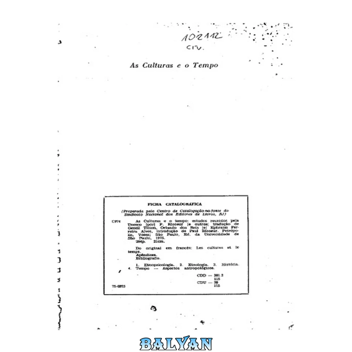 جلد کتاب As culturas e o tempo