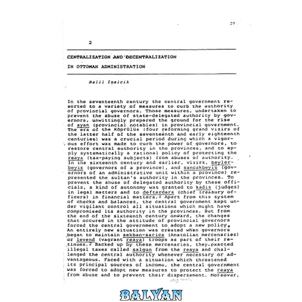 جلد کتاب Centralization and Decentralization in Ottoman Administration