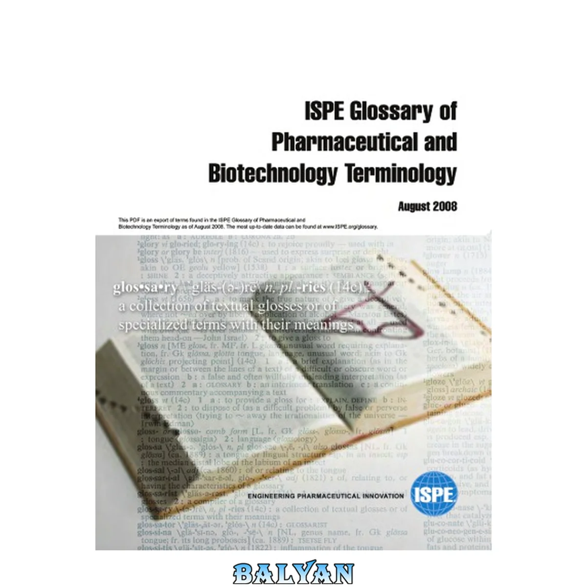 جلد کتاب ISPE Glossary of  Pharmaceutical and  Biotechnology Terminology
