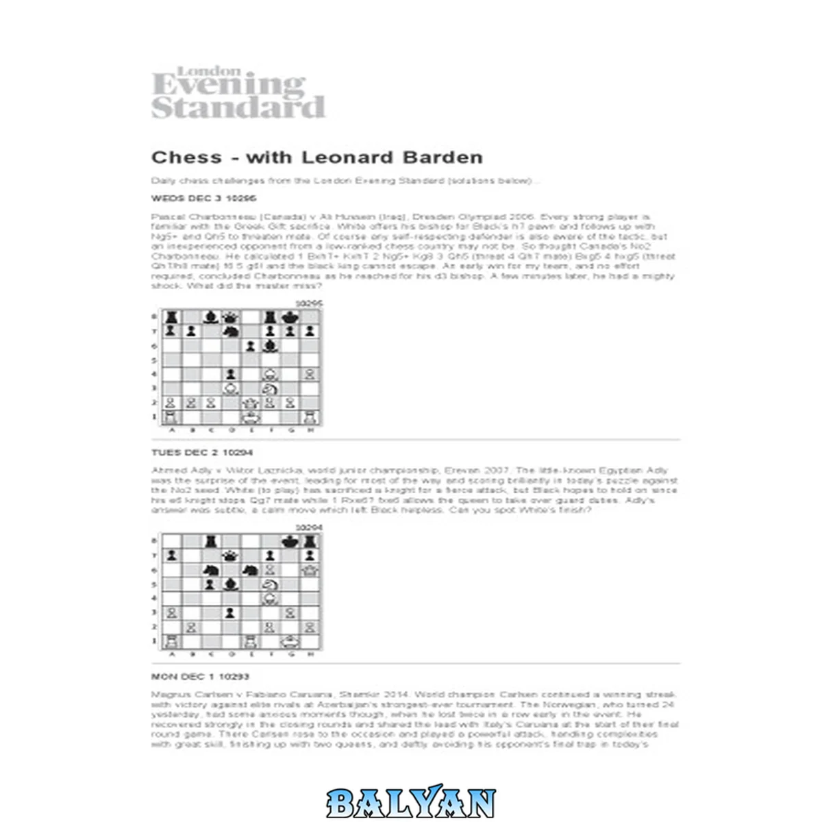 جلد کتاب Daily Chess Puzzles from the London Evening Standard