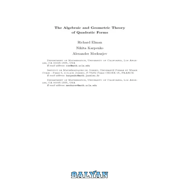 The algebraic and geometric theory of quadratic forms