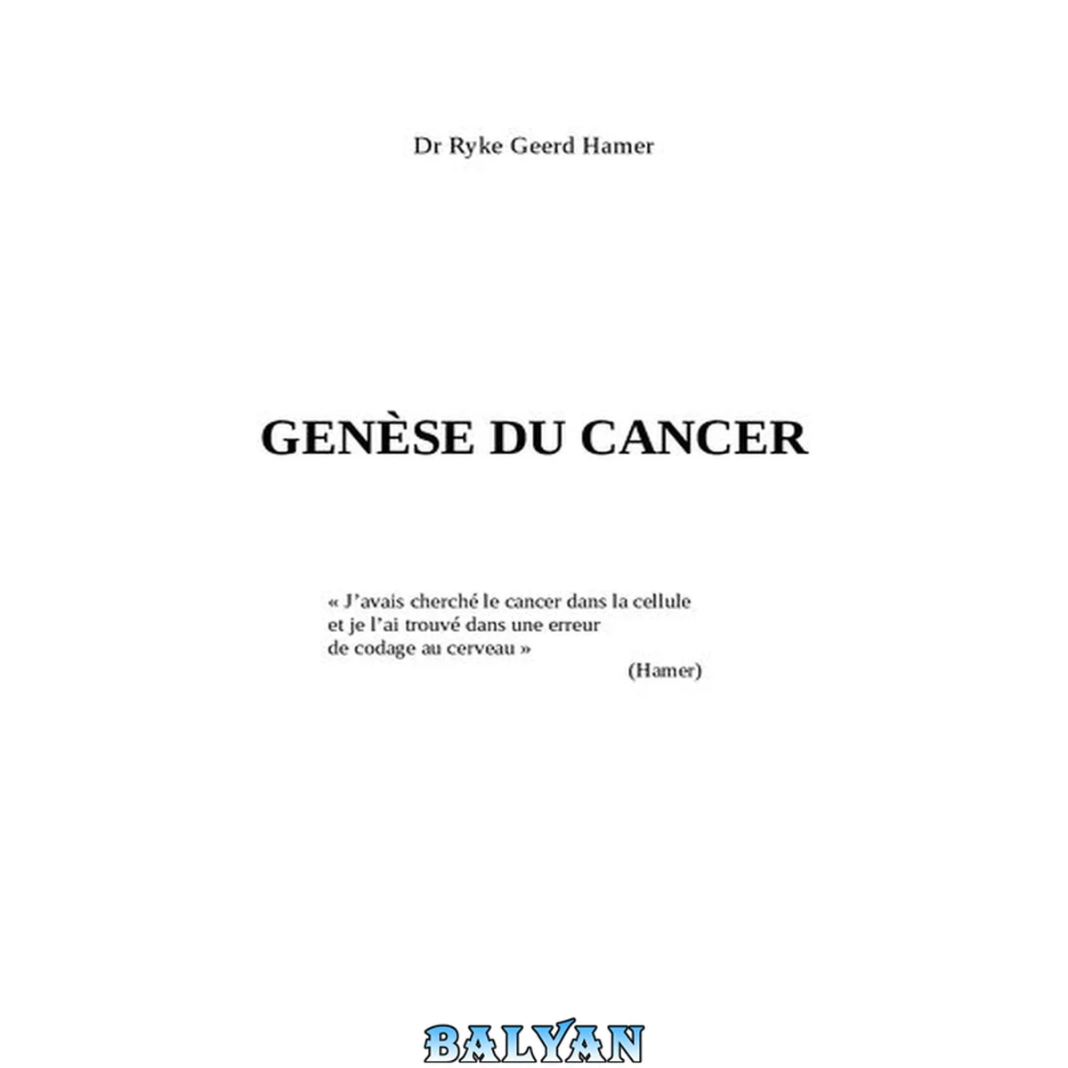 جلد کتاب Genèse du cancer