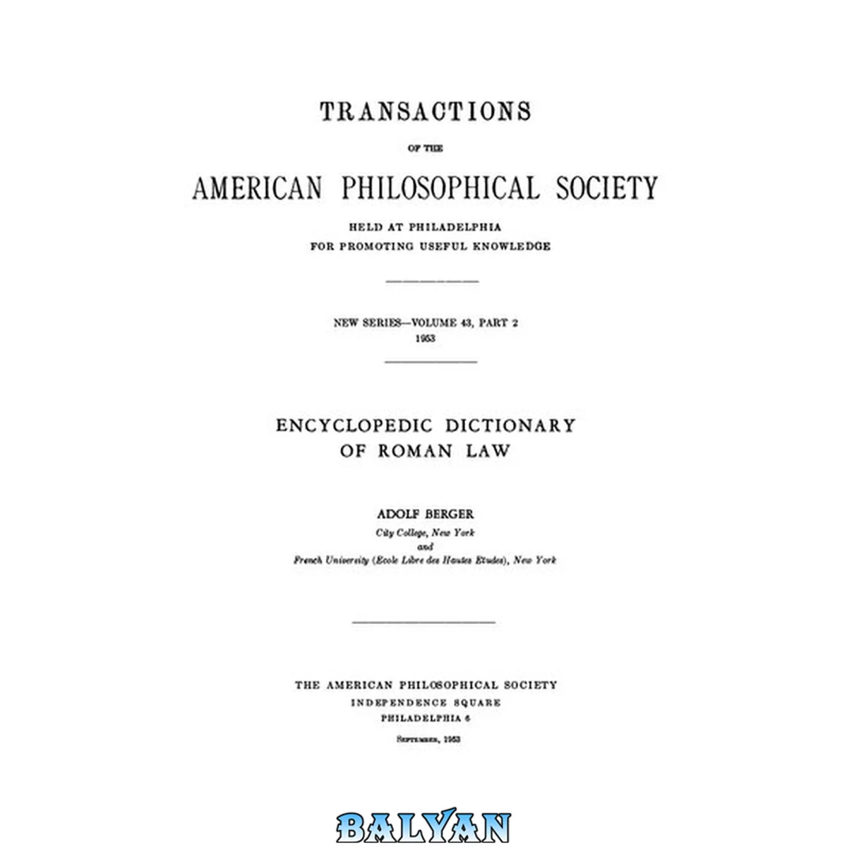 جلد کتاب Encyclopedic Dictionary of Roman Law