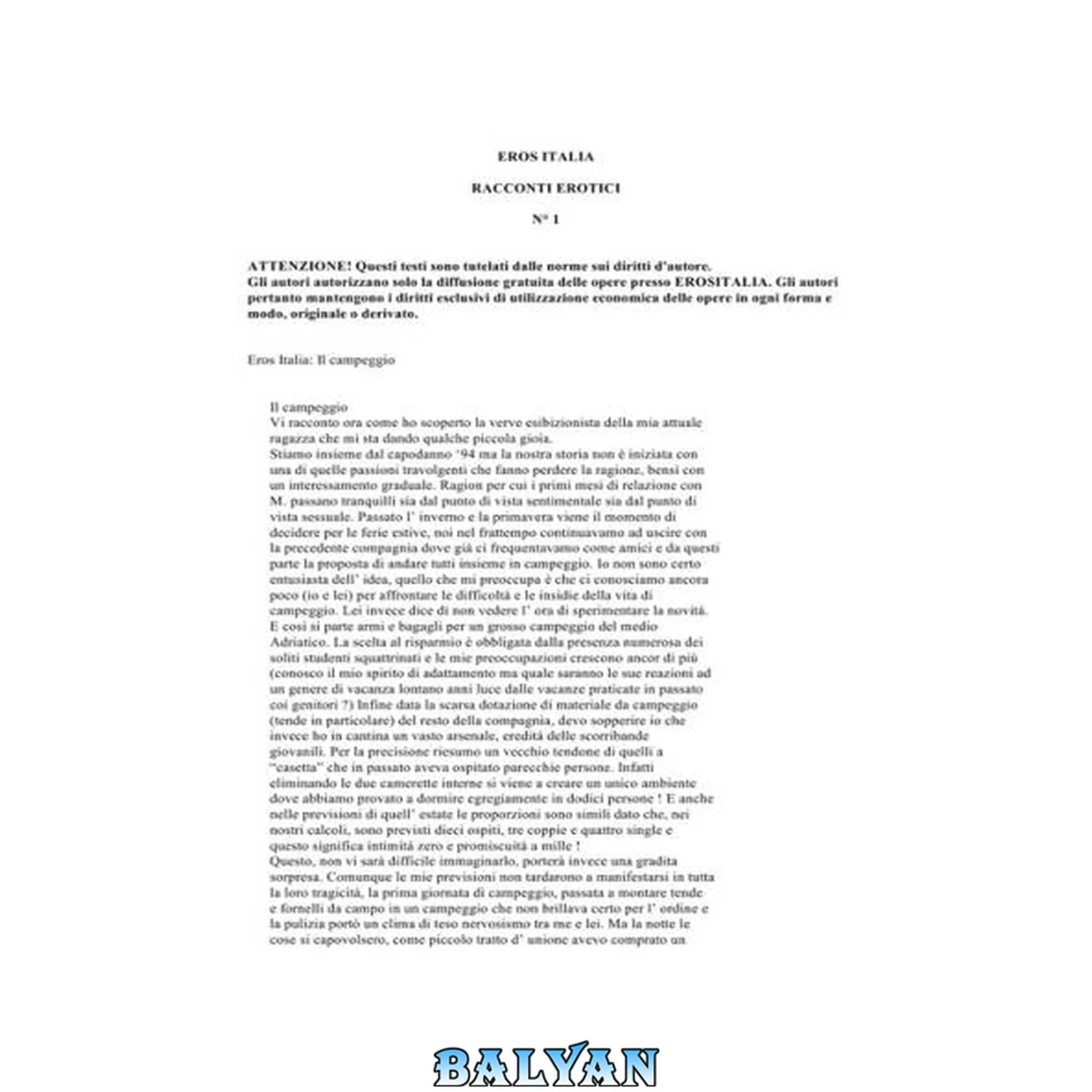 جلد کتاب Racconti erotici n. 1
