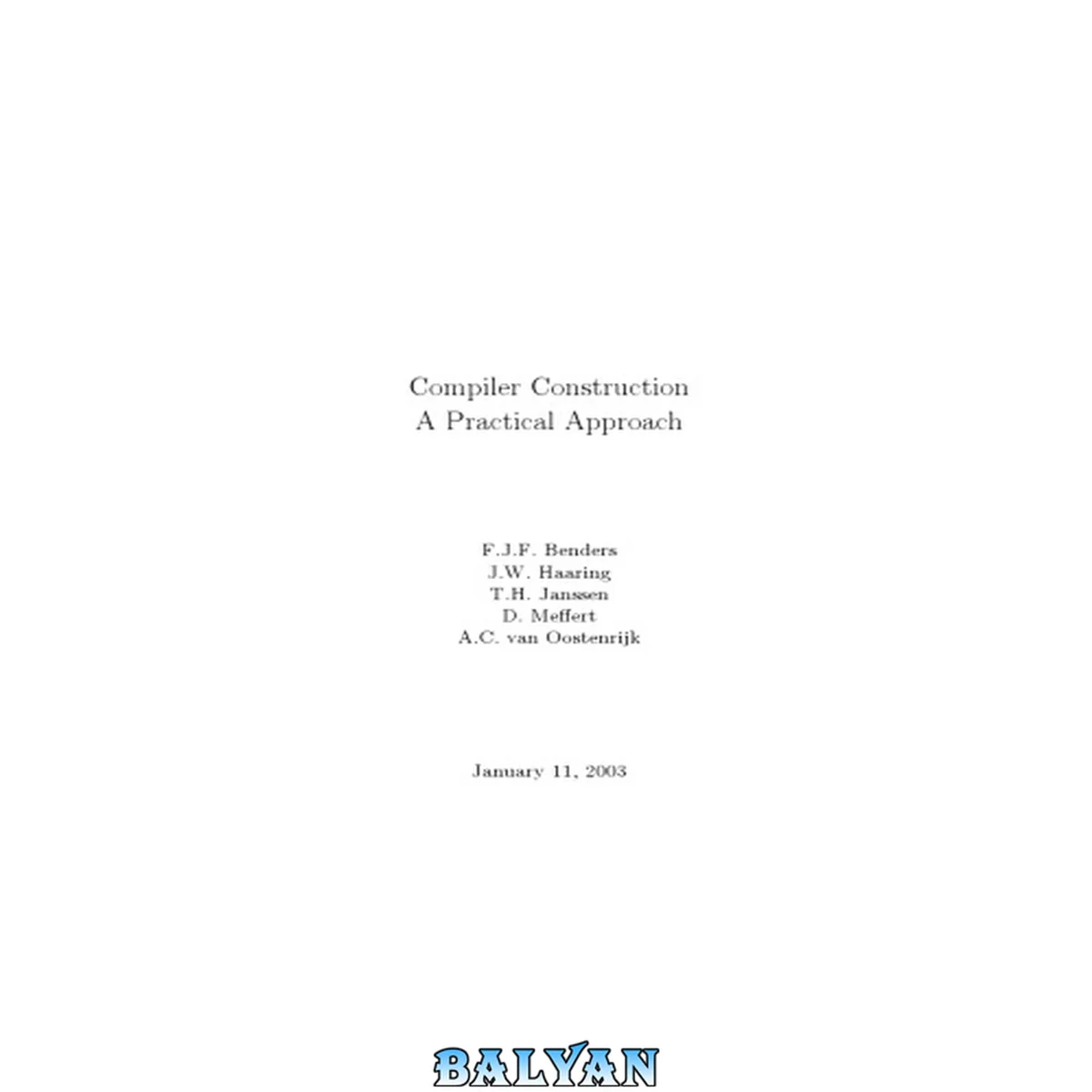 جلد کتاب Compiler Construction. A practical Approach