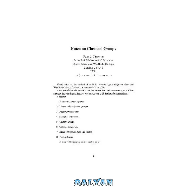 Notes on Classical Groups