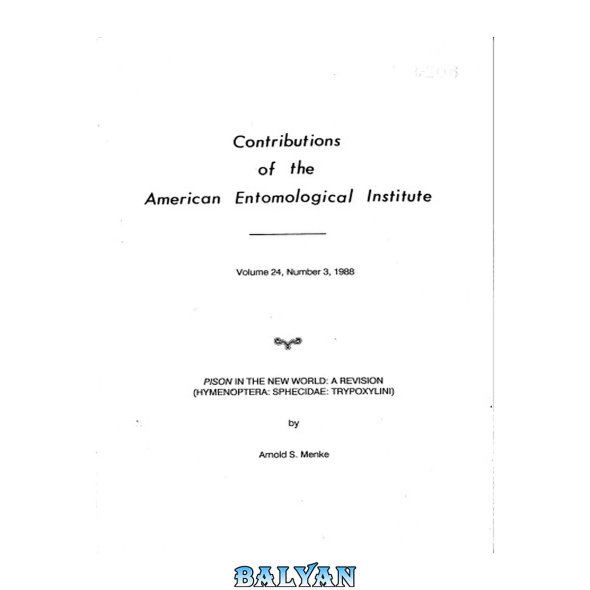جلد کتاب Pison in the New World: a revision (Hymenoptera: Sphecidae: Trypoxylini)