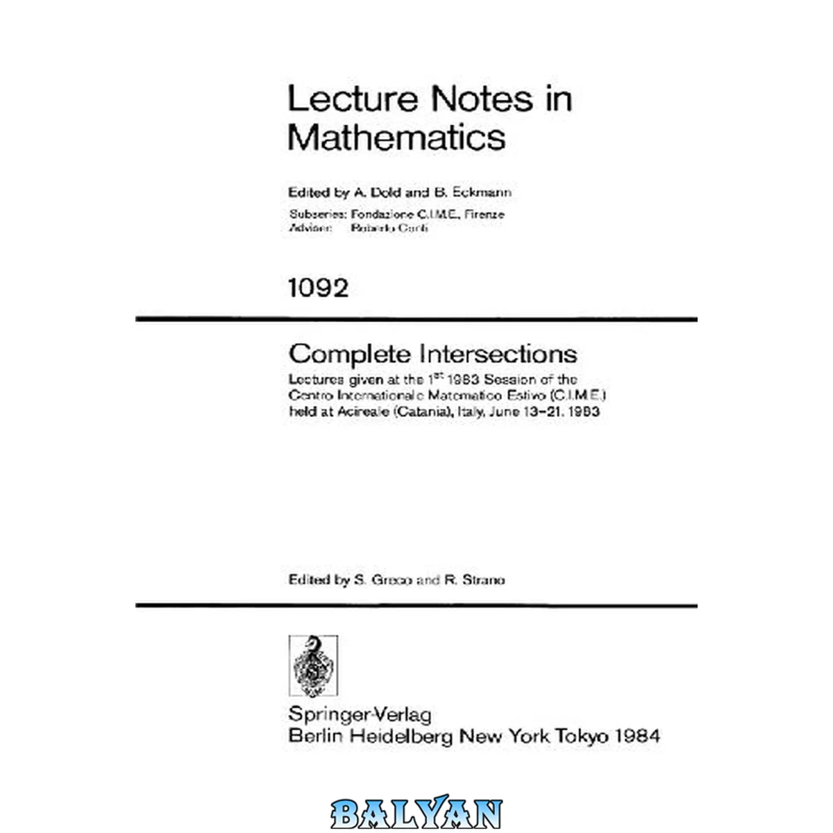 جلد کتاب Complete Intersections