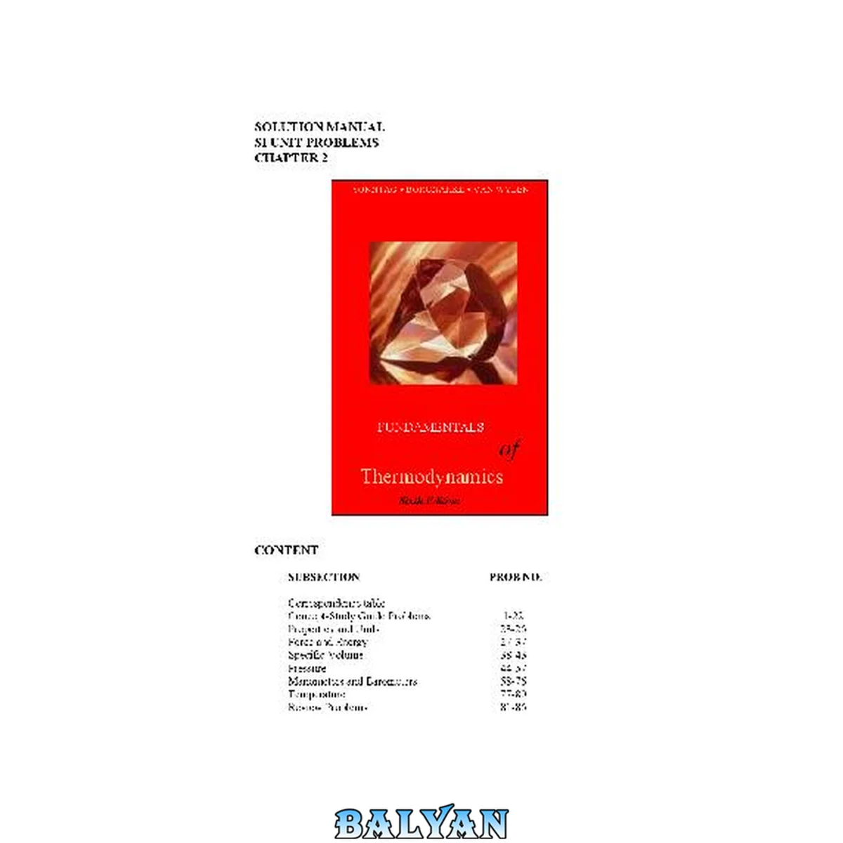 جلد کتاب Solutions Manual for Fundamentals of Thermodynamics