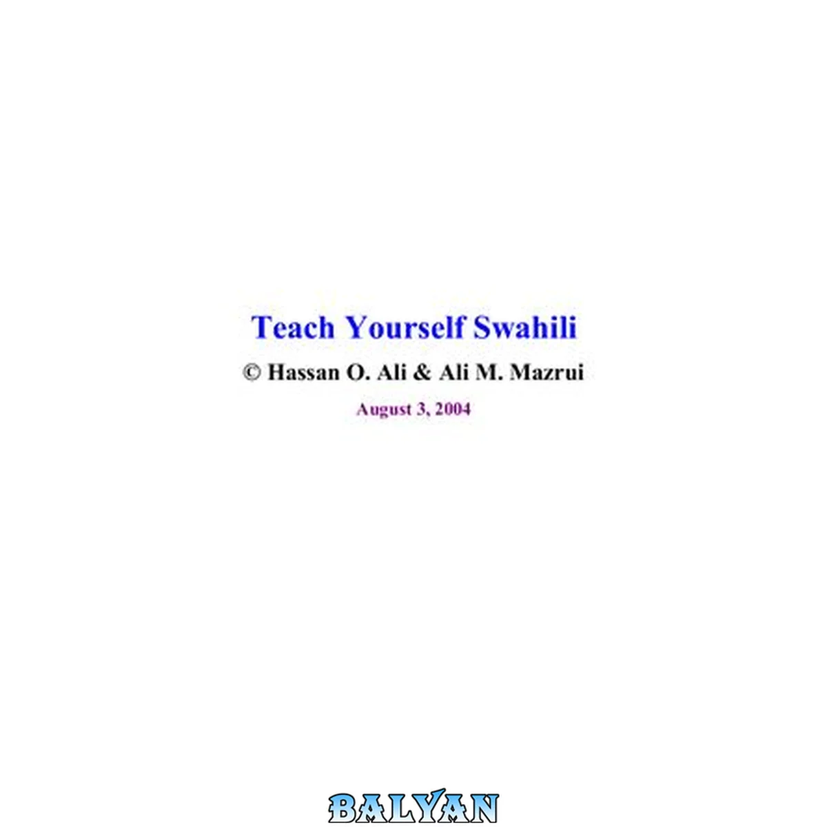 جلد کتاب Teach Yourself Swahili