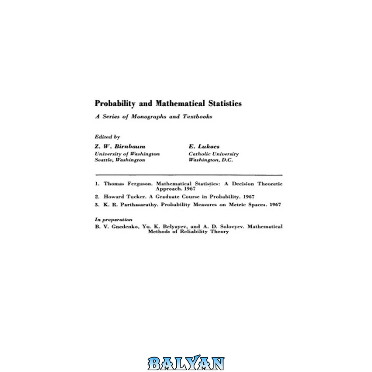 جلد کتاب Probability measures on metric spaces
