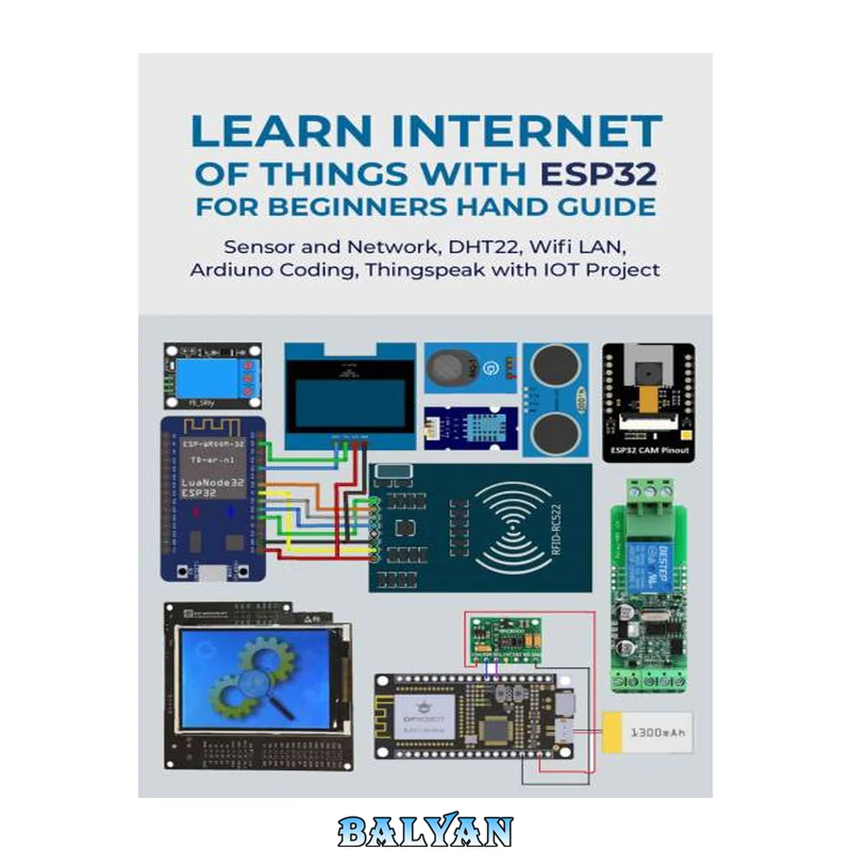 جلد کتاب LEARN INTERNET OF THINGS WITH ESP32 FOR BEGINNERS HAND GUIDE: Sensor and Network, DHT22, Wifi LAN, Ardiuno Coding, Thingspeak with IOT Project