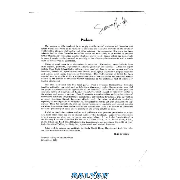 Handbook of mathematical formulas