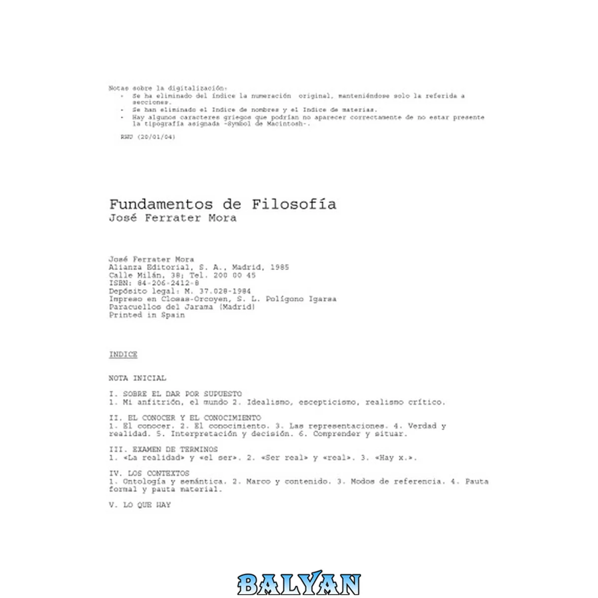 جلد کتاب Fundamentos de filosofía
