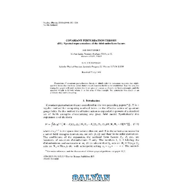 Covariant perturbation theory III. Spectral representations (Nucl.Phys.B 333)