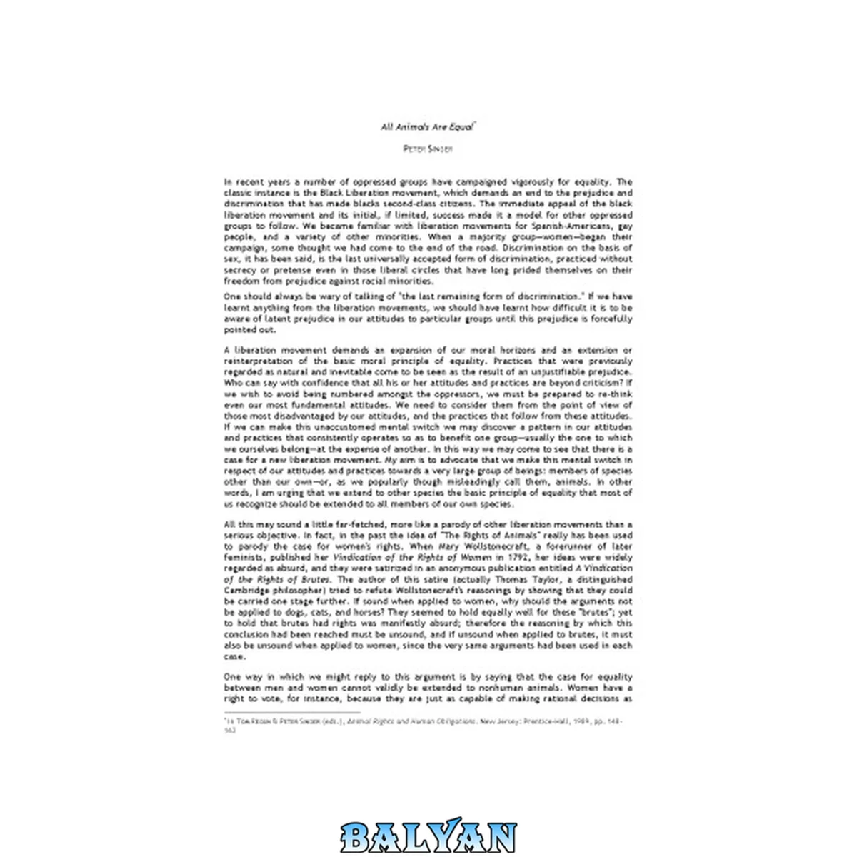 جلد کتاب All Animals Are Equal - Essay