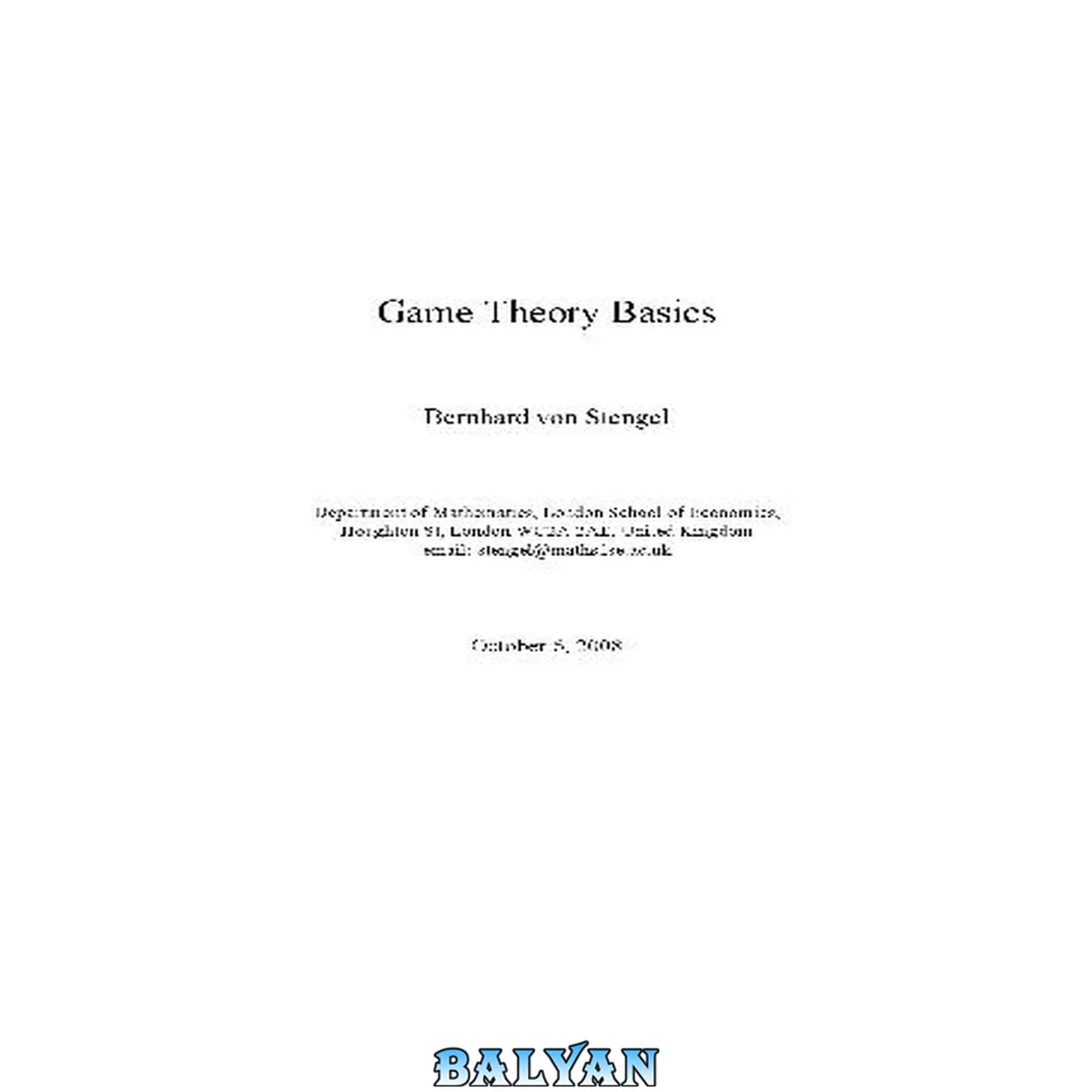 جلد کتاب Game theory basics
