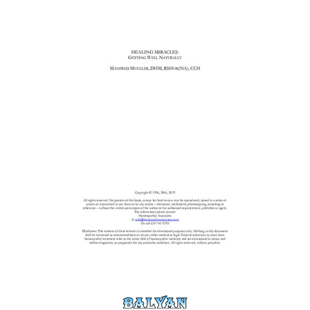 جلد کتاب HEALING MIRACLES: GETTING WELL NATURALLY