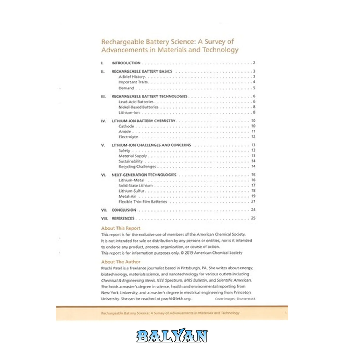 جلد کتاب Rechargeable Battery Science: A Survey of Advancements in Materials and Technology