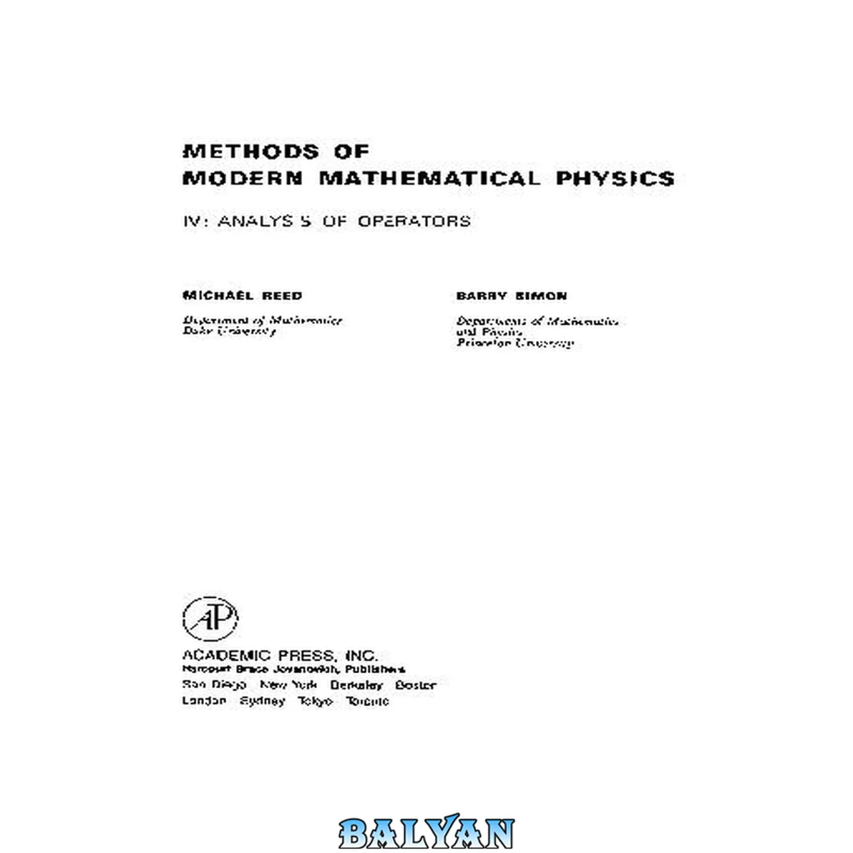 جلد کتاب MathMethods Of Modern Mathematical Physics Analysis Of Operators Vol 4