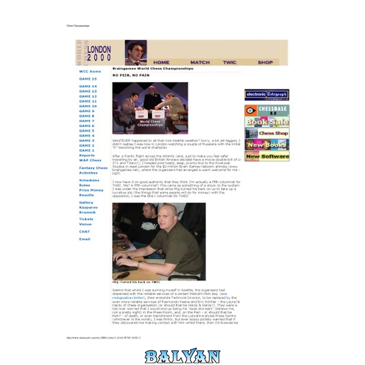 جلد کتاب Kasparov vs Kramnik WCC Match 2000