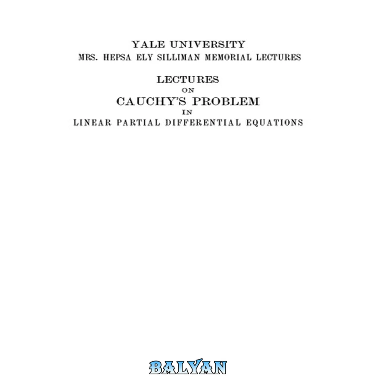 جلد کتاب Lectures on Cauchy's Problem in Linear Partial Differential Equations