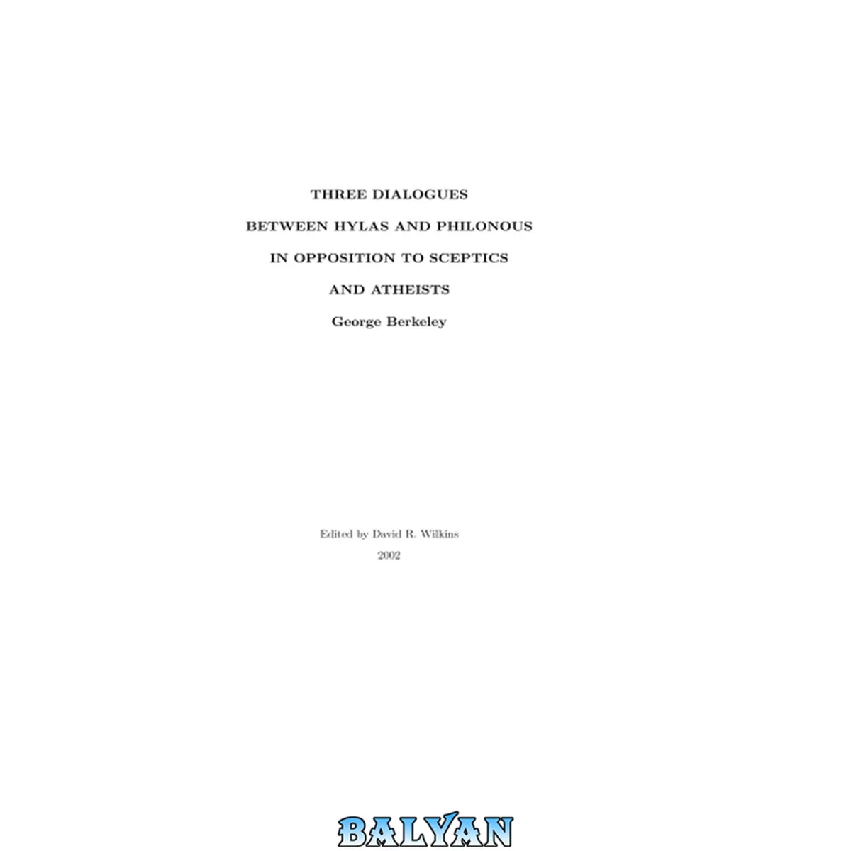 جلد کتاب Three Dialogues between Hylas and Philonous