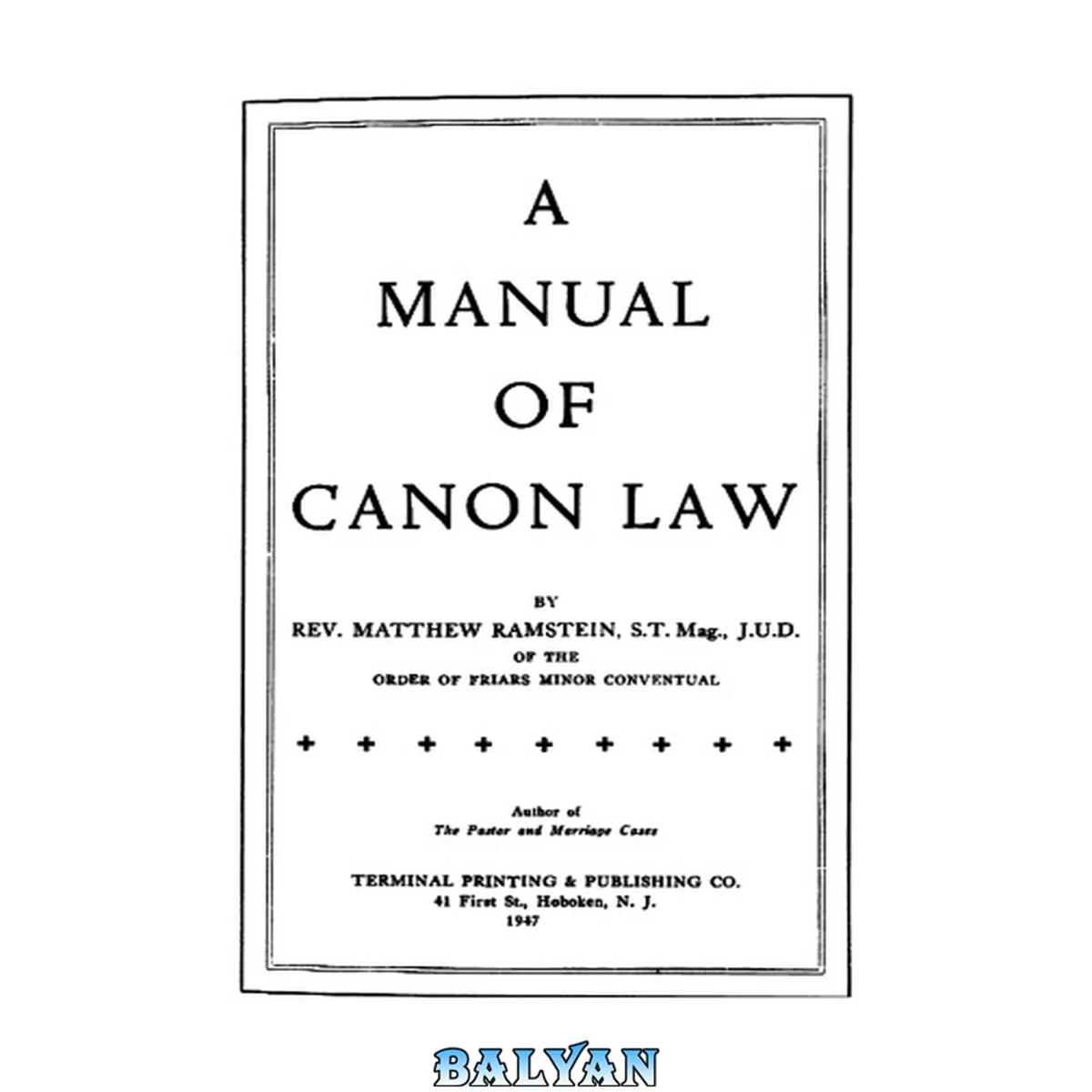 جلد کتاب A Manual of Canon Law