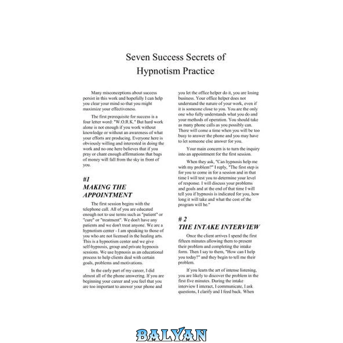 جلد کتاب Success Secrets Of Hypnotism Practice