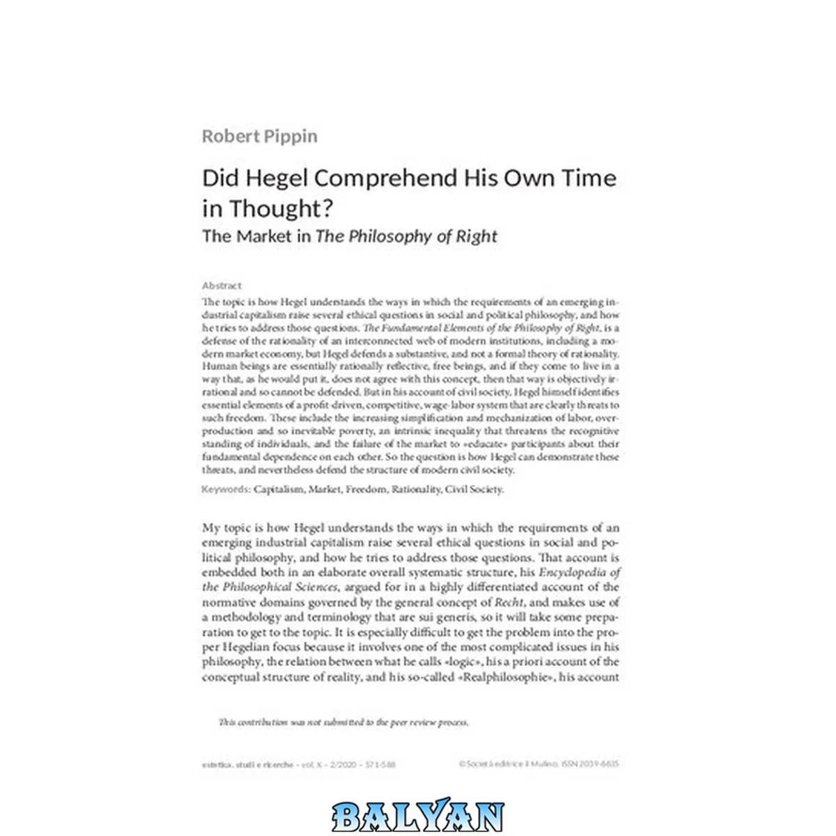 جلد کتاب Did Hegel Comprehend His Own Time in Thought? The Market in The Philosophy of Right