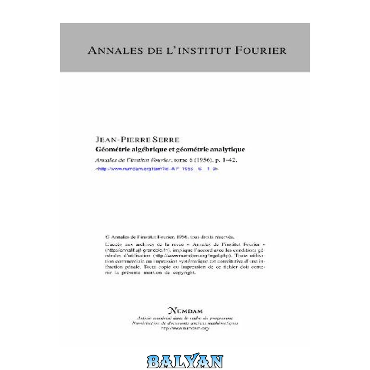 جلد کتاب Geometrie algebrique et geometrie analytique