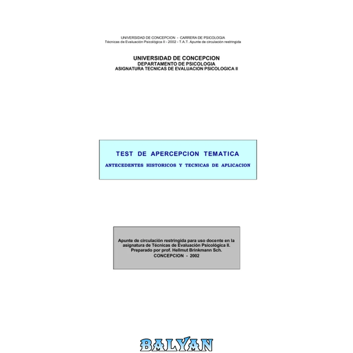 جلد کتاب Test De Apercepcion Tematica - Tat