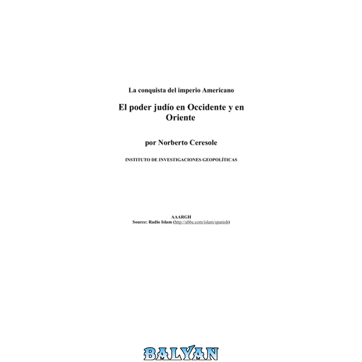 جلد کتاب El Poder Judio En Occidente Y En Oriente