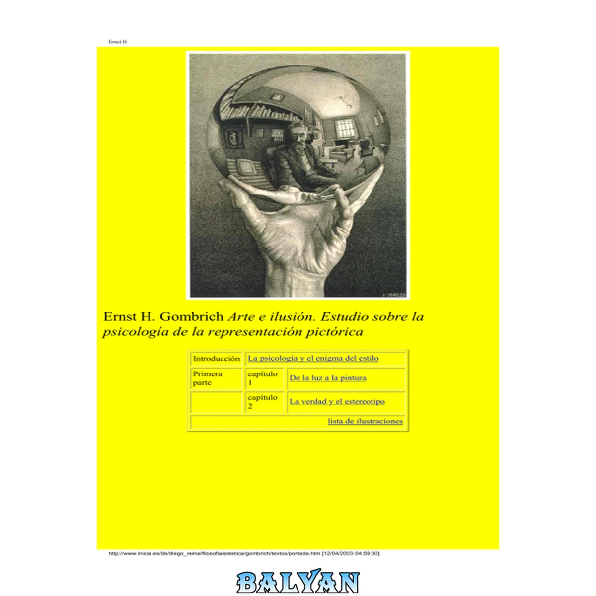 جلد کتاب Arte E Ilusion Psicologia De La Representacion Pictorica