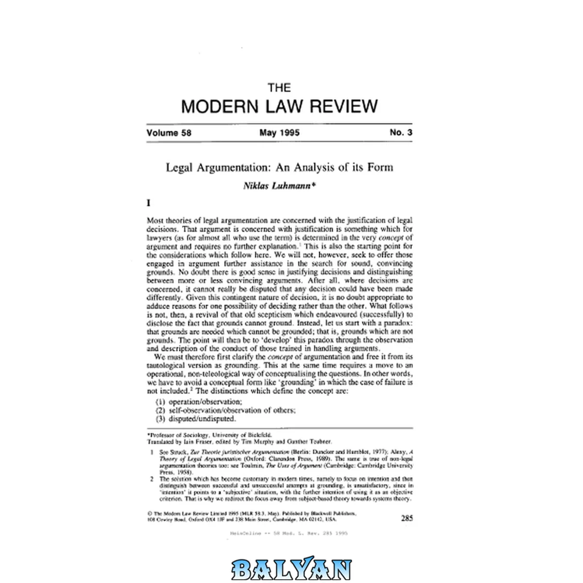 جلد کتاب Legal Argumentation