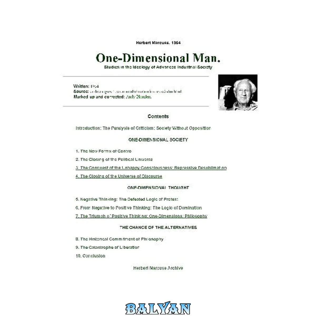 جلد کتاب One-Dimensional Man [html]