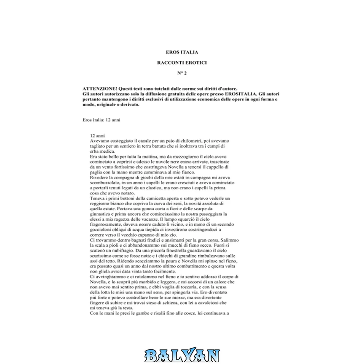 جلد کتاب Racconti Erotici N° 2