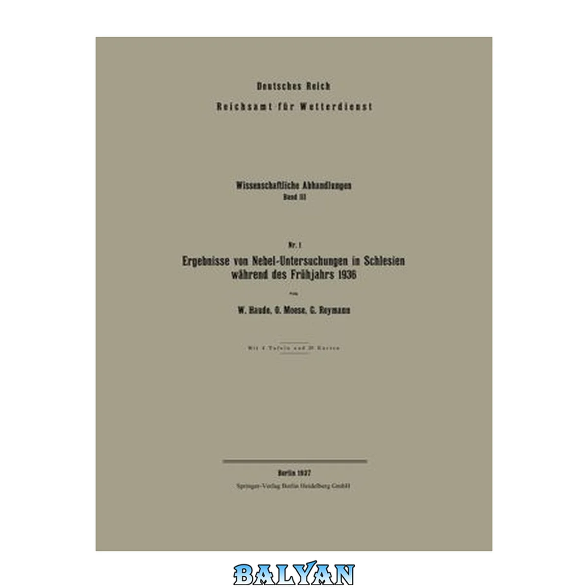 جلد کتاب Ergebnisse von Nebel-Untersuchungen in Schlesien während des Frühjahrs 1936
