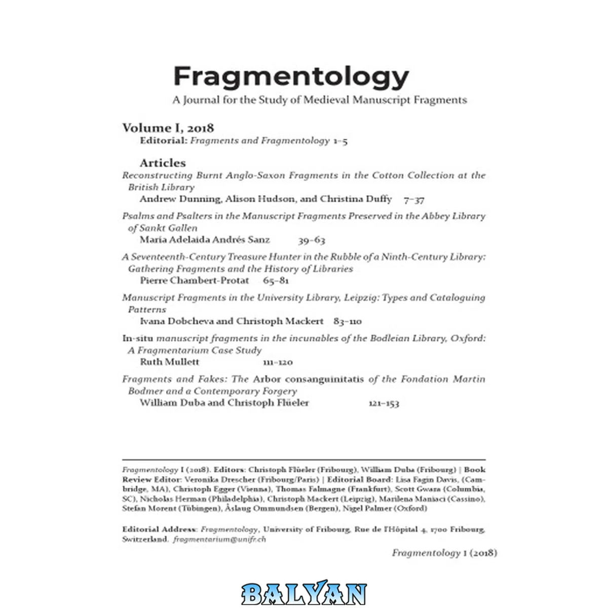 جلد کتاب Fragmentology : A Journal for the Study of Medieval Manuscript Fragments 1