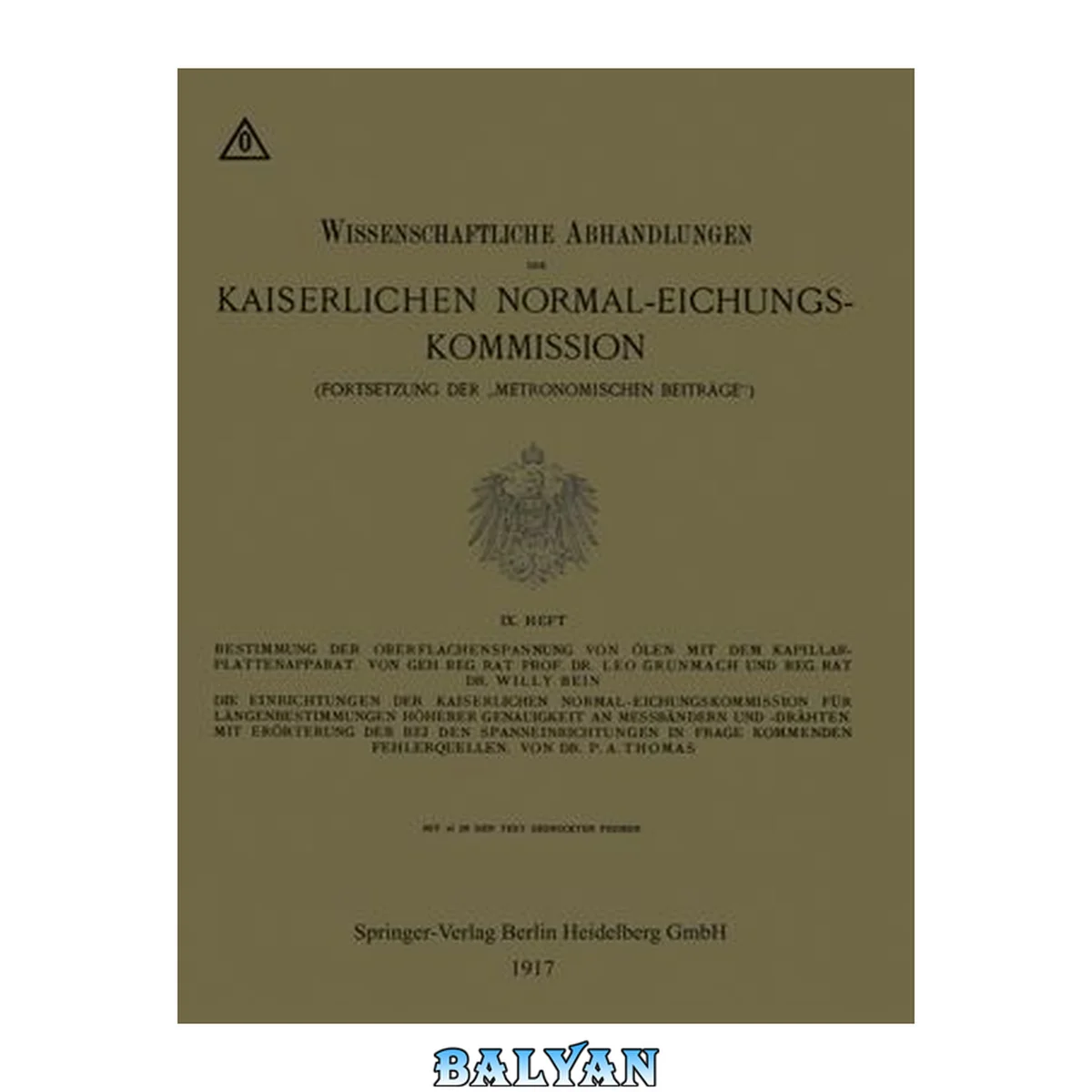 جلد کتاب Bestimmung der Oberflächenspannung von Ölen mit dem Kapillar-Plattenapparat